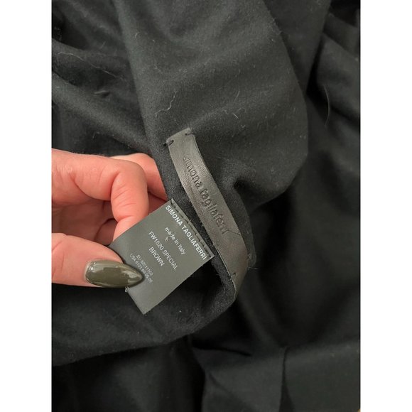 SIMONA TAGLIAFERRI Wool Leather Draped Asymmetric Layered Jacket Coat Size Small - Picture 11 of 12